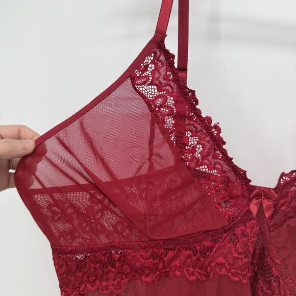 Unbranded Red Sheer Lace Lingerie Babydoll Dress Size 2X - Picture 7 of 10